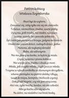 A2 PLAKAT OBRAZ WIERSZ POEZJA WISŁAWA SZYMBORSKA PORTRET KOBIECY
