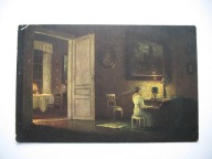 ZAGINIONY ŚWIAT WIECZORNA MELODIA FORTEPIAN LAMPA przedwojenna POCZTÓWKA