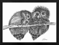 SOWY sówki grafika PLAKAT obraz ORYGINAŁ format A4