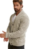 Męski Kardigan Old Money – Geometryczny Nadruk, Guziki, Jesień/Zima