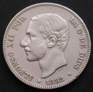 Hiszpania 2 pesety 1882 - Alfons XII - srebro
