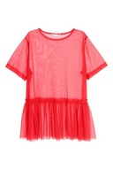 H & M siateczkowa mesh boho falbanka oversize babydoll transparentna