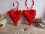 KORONKOWE SERCA DUŻE ZAWIESZKI BAWEŁNA KOMPLET 2 SZTUKI