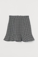H & M spódnica mini ołówkowa falbanka melanż krata baskinka boucle