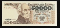 50000 złotych z 1989 rok Seria AC Stan - bezobiegowy