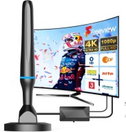 Antena DVB-T2 Wewnętrzna 360 ze Wzmacniaczem 4K 1080p Podstawa Magnetyczna