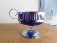 Stara cukiernica kobalt metal szkło vintage - unikat