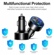 Ładowarka samochodowa cyfrowy wyświetlacz 4 USB +1 typu C+ kabel 3w1