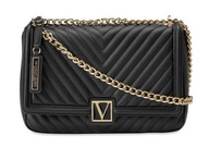Victoria's Secret torebka czarna jodełka skóra torba średnia na łańcuszku