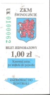 ZKM ŚWINOUJŚCIE - BILET ZA 1 ZŁ Z 2006 ROKU.