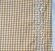 TKANINA KRATKA BEŻOWO-BIAŁA Z HAFTEM 295 X 90 CM