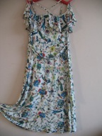 BODY FLIRT SUKIENKA kwiaty PTAKI falbana 44/46