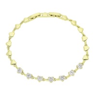85971 Bransoletka stal chirurgiczna 316L pozł.14k serca 19-17,5 CM 5 MM
