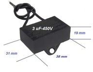 Kondensator silnikowy 3 uF/450V do pieca dmuchawa/podajnik i inne 13-3-5 *