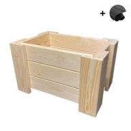 DONICA DREWNIANA 50CM + WKŁAD GRATIS ZŁOŻONA EKO Z WKŁADEM NA KWIATY ZIOŁA