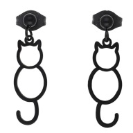 55701 Kolczyki czarna stal chirurgiczna kotki koty