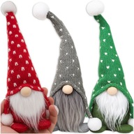 SKRZATY ŚWIĄTECZNE KRASNALE ZESTAW 3szt DUŻE GNOMY OZDOBA DEKORACJA MIKOŁAJ