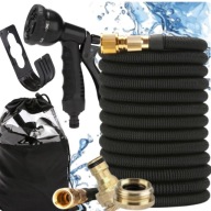 WĄŻ OGRODOWY ROZCIĄGLIWY 15M ELASTYCZNY + PISTOLET 8W1 MOSIĘŻNE ZŁĄCZKI