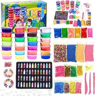 WIELKI ZESTAW DO ROBIENIA GLUTÓW GNIOTKÓW 113 el. SLIME-GLUTY, KUBECZKI,