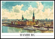 A2 PLAKAT MIASTO HAMBURG NIEMCY RZEKA ŁABA GERMANY