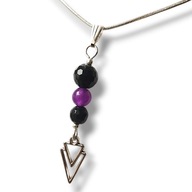 TUA10 Wisiorek/zawieszka kamienie TURMALIN I AMETYST