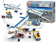 SAMOLOT PASAZERSKI KLOCKI KONSTRUKCYJNE LOTNISKO AUTA LUDZIE FIGURKI ZESTAW