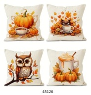 Poszewki na poduszki 4 sztuki 45x45cm jesień jesienne dynie liście 45126