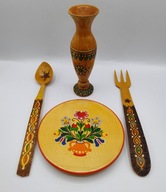 Śliczny STARY zestaw 4 przedmiotów ręcznie wykonan