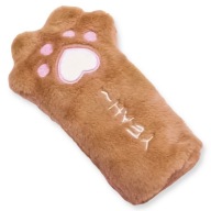 Pluszowy Piórnik SZKOLNY Kocia Łapa Saszetka Brązowy z Suwakiem Łapka Kota