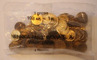 1 gr grosz 1998 WORECZEK BANKOWY 100 SZTUK MONET PO 1 gr - NIE OTWIERANY