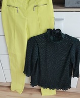 spodnie cytrynowe 36 _______bluzka w kropki