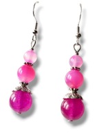 JFAG07 Kolczyki kamienie JADEIT FUKSJA AGAT