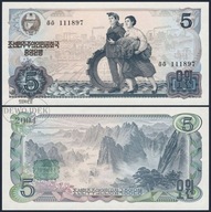 BNB - KOREA PÓŁNOCNA 5 Won 1978 nr 060782 # P19b # ZIELONY SEAL # UNC