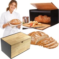 CHLEBAK DREWNIANY CZARNY DESKA DO KROJENIA NA CHLEB ŻYWNOŚĆ POJEMNIK