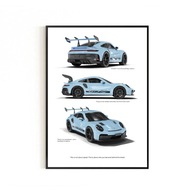 Plakat Porsche 911 GT3 RS – autorski, prezent, plakaty na ścianę 50x70