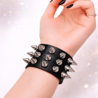 Bransoletka ćwieki punk gotycka skóra czarna regulowana