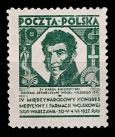 Polska 1927 | 10 gr Kongres Medycyny Dr Kaczkowski MNH ** LUX, Fischer 230