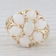 PIERŚCIONEK PIERŚCIEŃ kwiat syntetyczny opalVINTAGE PERŁY PERŁAMI