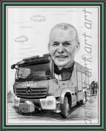 Karykatura na prezent ze zdjęcia dla strażaka PROMOCJA