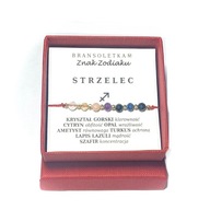 Bransoletka STRZELEC znak zodiaku kamienie naturalne Cytryn Turkus Opal