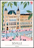 A2 PLAKAT MIASTO SEWILLA SEVILLE HISZPANIA SPAIN ANDALUZJA AKWARELA