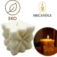 DUŻA DEKORACYJNA KWADRATOWA ŚWIECA SOJOWA biała 6x6 cm HANDMADE Prezent