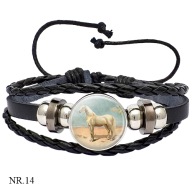 Skórzana bransoletka - Snap - Koń - regulowana długość, wymienne oczka