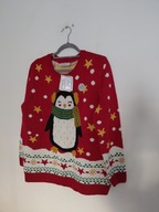 Czerwony świąteczny sweter grający Boże Narodzenie Święta L