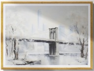 A2 PLAKAT MOST BROOKLIŃSKI PLAKAT BROOKLYN BRIDGE ZIMĄ ZIMA ŚNIEG NOWY JORK