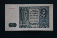 Banknot Polska 50 złotych 1941 rok ser E przesunięta destrukt !!!