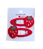 Spinki dla niemowląt dziewczynek truskawki 2 szt. handmade