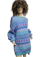 długi ciepły SWETER swobodny wełniany MOHEROWY 40/42