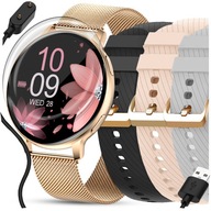 SMARTWATCH ZEGAREK DAMSKI POLSKIE MENU ROZMOWY POWIADOMIENIA SPORT ZŁOTY XL