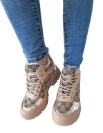 TRAPERY SNEAKERSY ZA KOSTKĘ OCIEPLANE BEŻOWE r.36